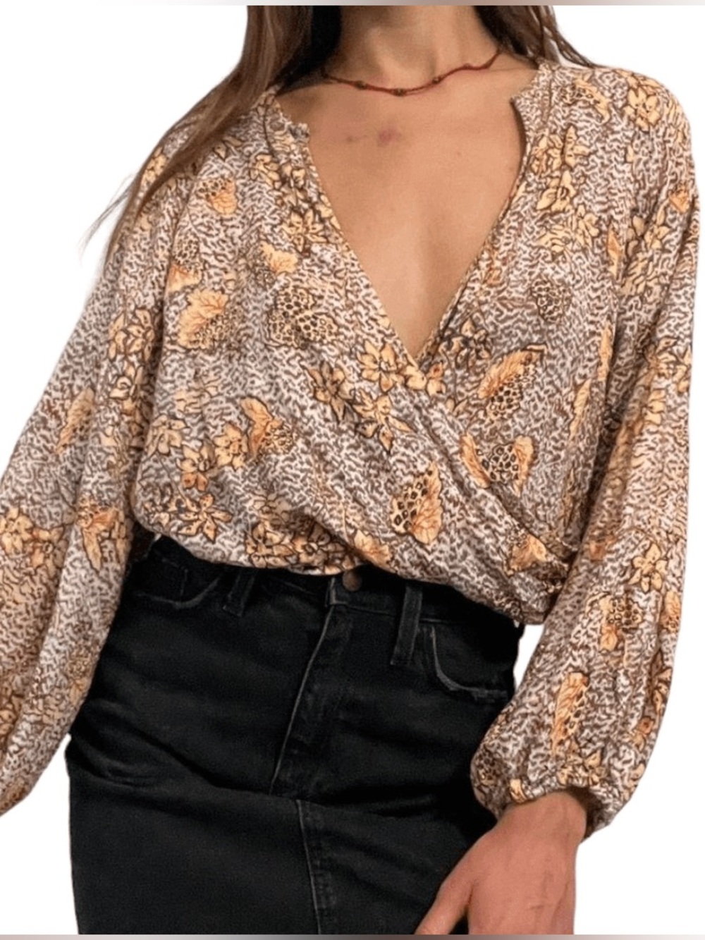 Rachel Zoe Purple and Peach Floral Wrap Crop Top